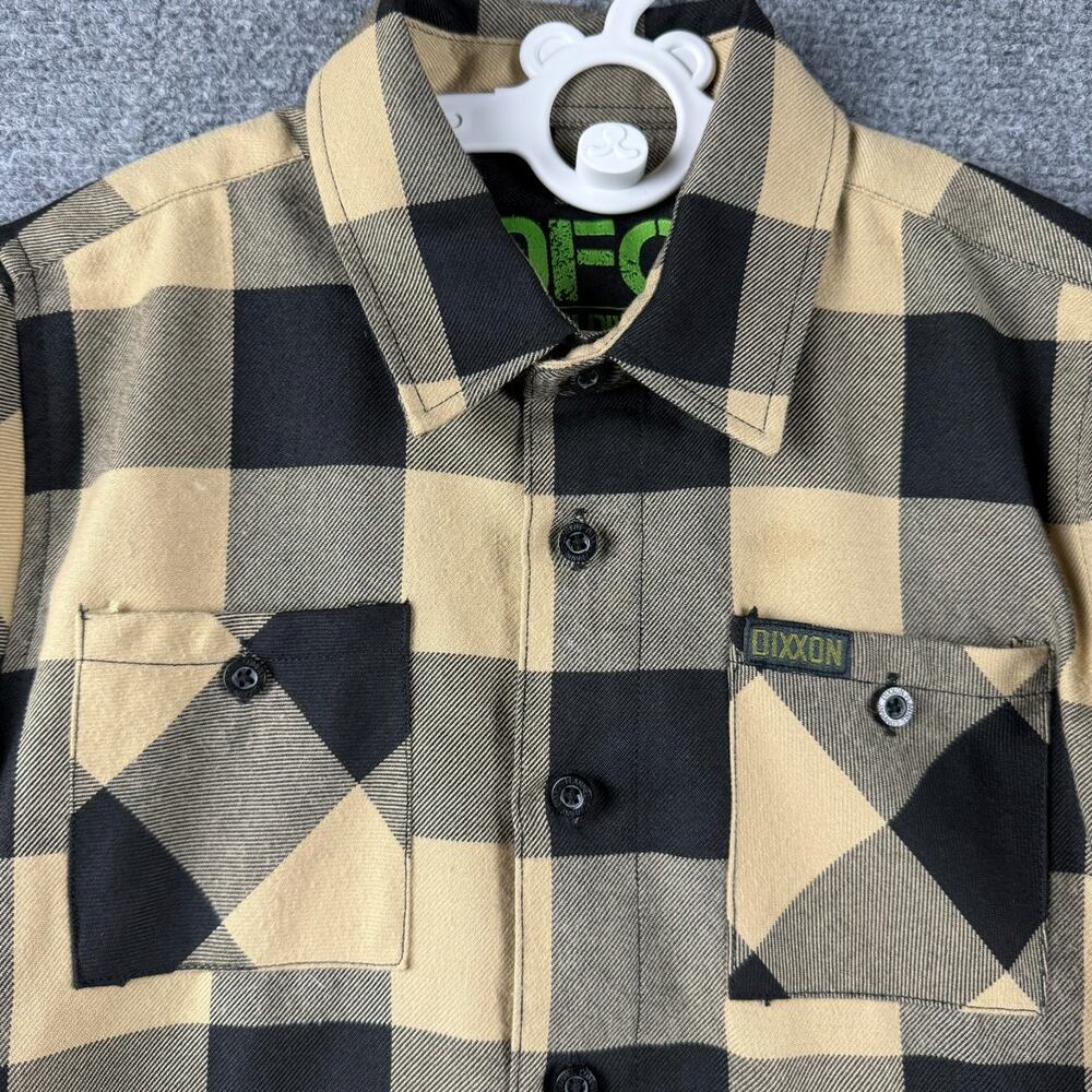 Dixxon DFC Youth Division Boys M Plaid Flannel Tan Black Long Sleeve Shirt